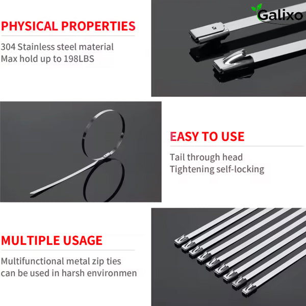 200 Pcs Heavy Duty 304 Stainless Steel Zip