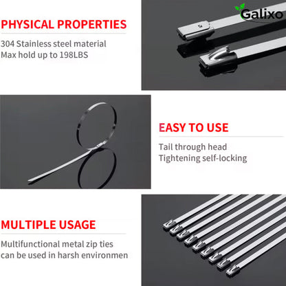 200 Pcs Heavy Duty 304 Stainless Steel Zip