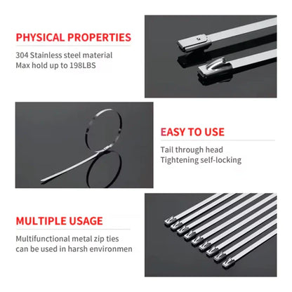 200 Pcs Heavy Duty 304 Stainless Steel Zip