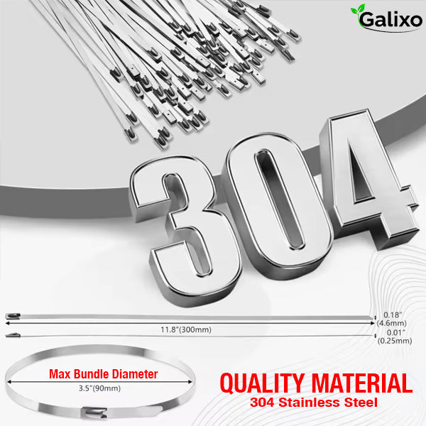200 Pcs Heavy Duty 304 Stainless Steel Zip