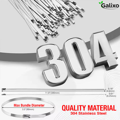 200 Pcs Heavy Duty 304 Stainless Steel Zip